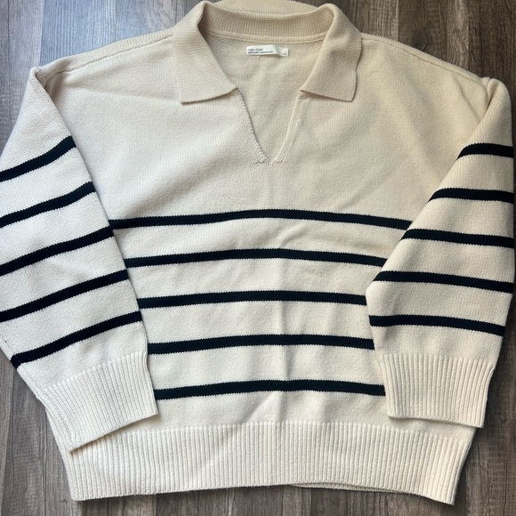 OAK + FORT Other - Oak & Fort Cream and Black Striped Sweater Womens Large